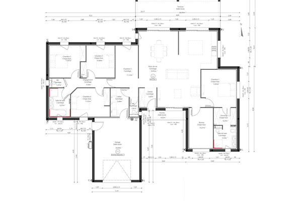 Plan de maison - projet de construction 5 chambres - constructeur sur-mesure Mètre Carré