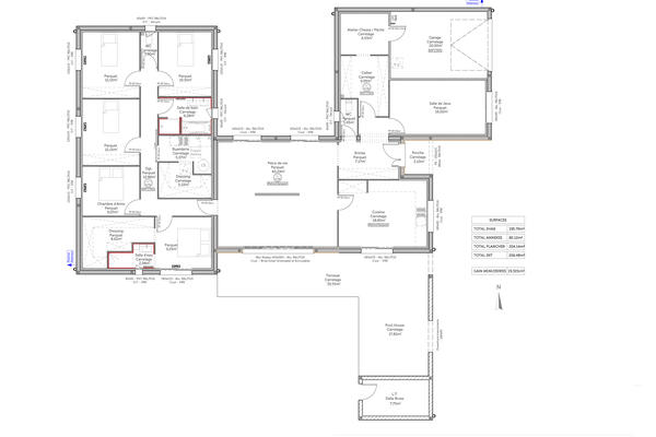 Plan de distribution maison contemporaine T7 - Constructeur maison Mètre Carré